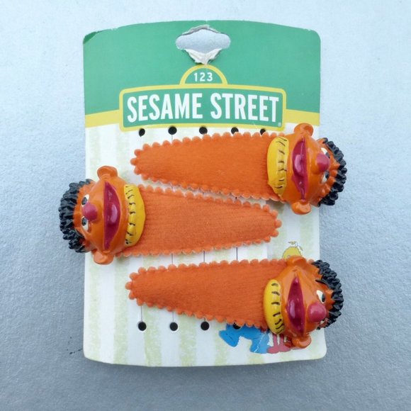 Ernie Sesame Street Hair Clips Orange Rare Fabric main image 12